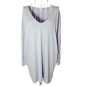 Aritizia Wilfred Free Gray Fine Lightweight Sweater Dress V neck Size XS